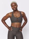 Lace-Up Green Sports Bra